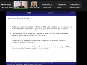 Juan Carlos Caro durante el webinar “Analíticas y diseño de experiencias de aprendizaje”, desarrollado en el marco del Proyecto Erasmus+ MOCHILA.